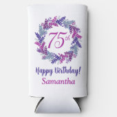 ピンクエレガントパープルリース75誕生日 スリム缶クーラー (正面)
