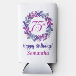 ピンクエレガントパープルリース75誕生日 スリム缶クーラー