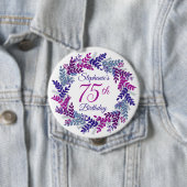 ピンクエレガントパープルリース75誕生日 缶バッジ (インサイチュ)