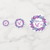 ピンクエレガントパープルリース80番目の誕生日紙吹雪 コンフェッティ (正面)