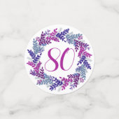 ピンクエレガントパープルリース80番目の誕生日紙吹雪 コンフェッティ (スモール正面)