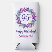 ピンクエレガントパープルリース95誕生日 スリム缶クーラー (正面)
