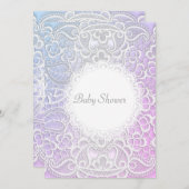 ピンクエレガントパープルレース赤ちゃんシャワー招待状 招待状 (正面/裏面)
