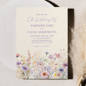 ピンクエレガントパープルワイルドフラワー結婚ズ 招待状