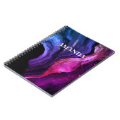 ピンクエレガントパープル大理石アートフェイクグリッター ノートブック (左側)