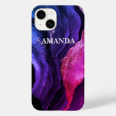 ピンクエレガントパープル大理石アートフェイクグリッター Case-Mate iPhoneケース (裏面)