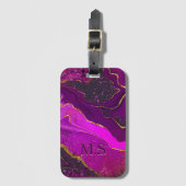 ピンクエレガントパープル大理石アーフェイクト金ゴールドグリッターn ラゲッジタグ (正面縦)