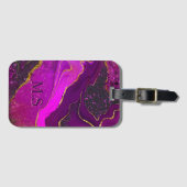 ピンクエレガントパープル大理石アーフェイクト金ゴールドグリッターn ラゲッジタグ (正面横)