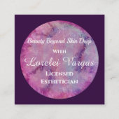 ピンクエレガントパープル水彩エステティシャン&QR スクエア名刺 (正面)