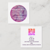 ピンクエレガントパープル水彩エステティシャン&QR スクエア名刺 (正面/裏面)