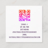 ピンクエレガントパープル水彩エステティシャン&QR スクエア名刺 (裏面)