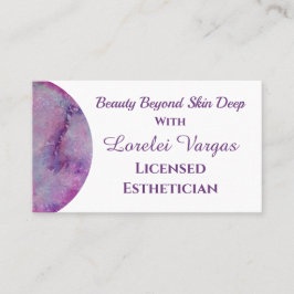ピンクエレガントパープル水彩エステティシャン&QR 名刺