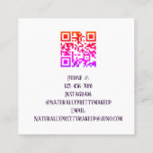 ピンクエレガントパープル水彩化粧アーティスト&QR スクエア名刺 (裏面)