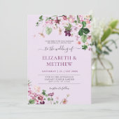 ピンクエレガントパープル結婚ワイルドフラワー 招待状 (スタンド正面)