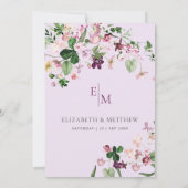 ピンクエレガントパープル結婚ワイルドフラワー 招待状 (裏面)