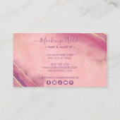ピンクエレガントパープル金ゴールドグリッターマーブルアゲートシック 名刺 (裏面)