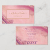 ピンクエレガントパープル金ゴールドグリッターマーブルアゲートシック 名刺 (正面/裏面)