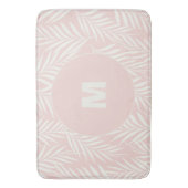 ピンクエレガントパーム離れパーソナライズされたズ バスマット (正面縦)