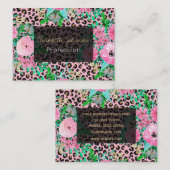 ピンクエレガントヒョウ印刷とフローラデザイン 名刺 (正面/裏面)