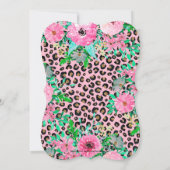 ピンクエレガントヒョウ印刷とフローラデザイン 招待状 (裏面)