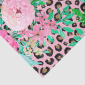 ピンクエレガントヒョウ印刷とフローラデザイン 薄葉紙 (詳細)