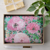 ピンクエレガントヒョウ印刷とフローラデザイン 薄葉紙 (ギフト)