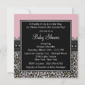 ピンクエレガントヒョウ赤ちゃんシャワー 招待状 (裏面)