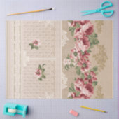 ピンクエレガントビクトリアンローズガーランズ 薄葉紙 (クラフト)