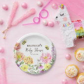 ピンクエレガントビーとワイルドフラワーの赤ちゃんシャワー ペーパープレート (パーティー)