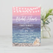 ピンクエレガントビーチメイスンジャールライツブライダルシャワー 招待状 (スタンド正面)