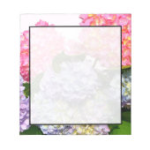 ピンクエレガントピンク紫ブルー花模様アジサイ ノートパッド (正面)