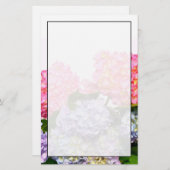 ピンクエレガントピンク紫ブルー花模様アジサイ 便箋 (正面/裏面)