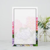 ピンクエレガントピンク紫ブルー花模様アジサイ 便箋 (スタンド正面)