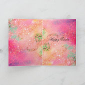 ピンクエレガントピーコック、宝石明るい赤紫色弓復活祭 シーズンカード (内部)