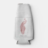 ピンクエレガントピーコッパーソナライズされたクボトルクール ボトルクーラー (正面)