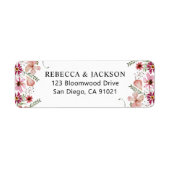 ピンクエレガントピーチグリーナリー差出人住所 ラベル (正面)