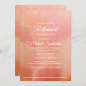 ピンクエレガントピーチコーラルウォーターのカラーリタイア 招待状 (正面/裏面)