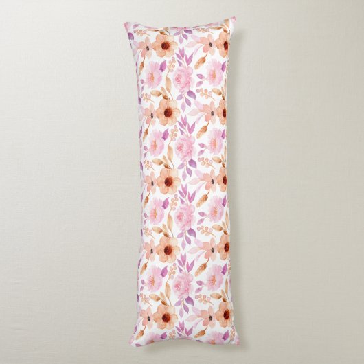 ピンクエレガントピーチパープルウォーター色フローラホワイト ボディピロー (裏面 (縦))