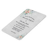 ピンクエレガントピーチフラワーブーケ結婚ーズ マグネット (左側)