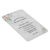 ピンクエレガントピーチフラワーブーケ結婚ーズ マグネット (右側)