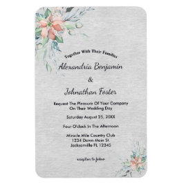 ピンクエレガントピーチフラワーブーケ結婚ーズ マグネット