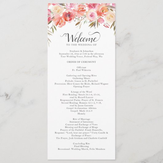 ピンクエレガントピーチフローラウォーター結婚カラー プログラム (正面)
