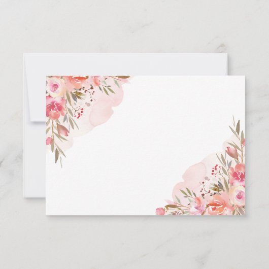 ピンクエレガントピーチフローラウォーター色金ゴールドRSVP 出欠カード (裏面)