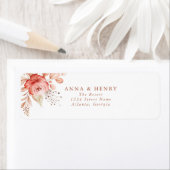 ピンクエレガントピーチフローラブーケ結婚ーズ ラベル (インサイチュ)