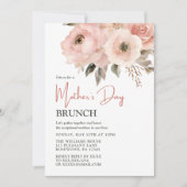 ピンクエレガントピーチフローラマザーズデイブランチ 招待状 (正面)