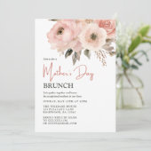 ピンクエレガントピーチフローラマザーズデイブランチ 招待状 (スタンド正面)