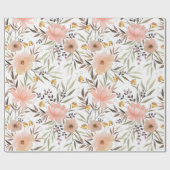 ピンクエレガントピーチフローラ植物柄ラップ ラッピングペーパー (フラット)
