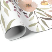 ピンクエレガントピーチフローラ植物柄ラップ ラッピングペーパー (ロールコーナー)