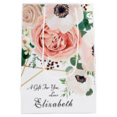 ピンクエレガントピーチフローラ赤面花 ミディアムペーパーバッグ (裏面)