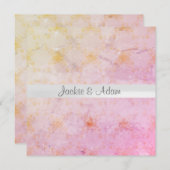 ピンクエレガントピーチ大理石結婚式招待状 招待状 (正面/裏面)